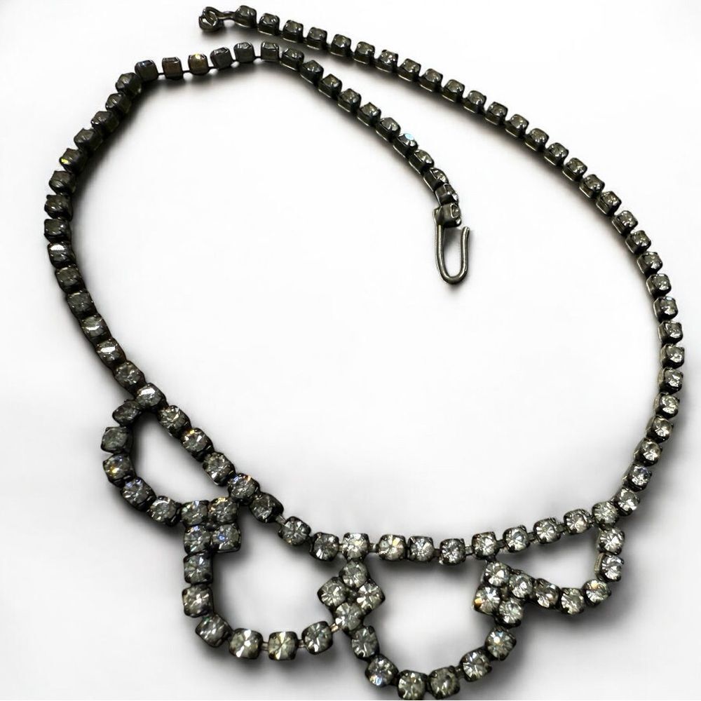 Vintage Clear Rhinestone Statement Necklace